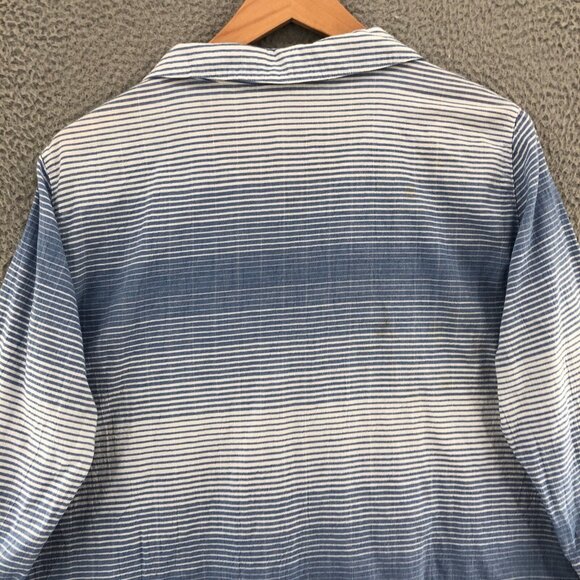 Ali Miles Shirt Womens Extra Large Blue Striped Button Collar Long Sleeve Casual - Picture 4 of 11
